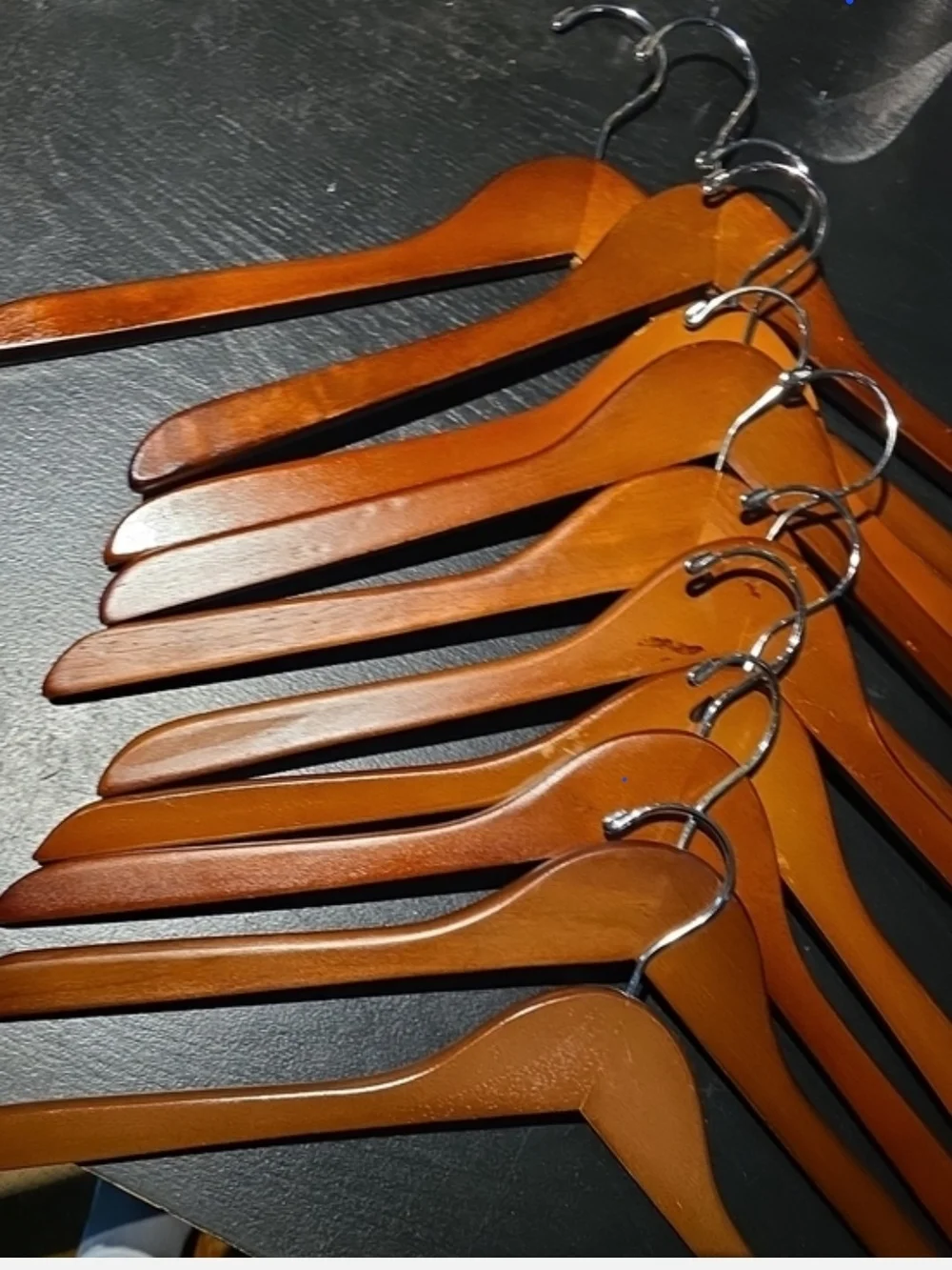 Premium Wooden Suit Hangers - Brown - Set of 10